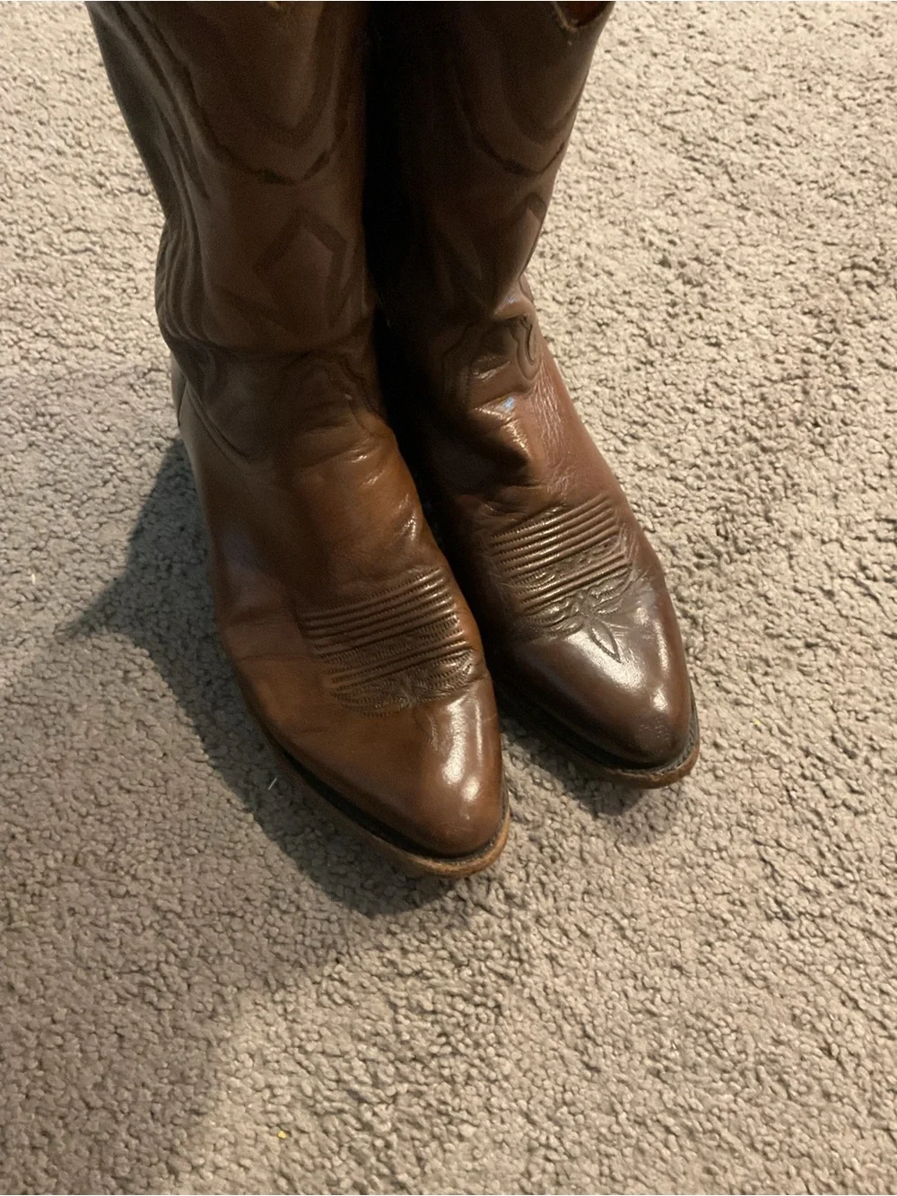 Vintage Lucchese 2000 Men’s Exotic Brown Leather Cowboy Western Moto Tall Boots